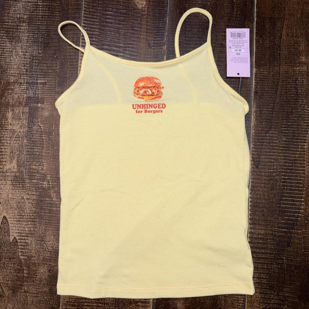 Wild Fable Unhinged for Burgers Yellow Cami Tank Top